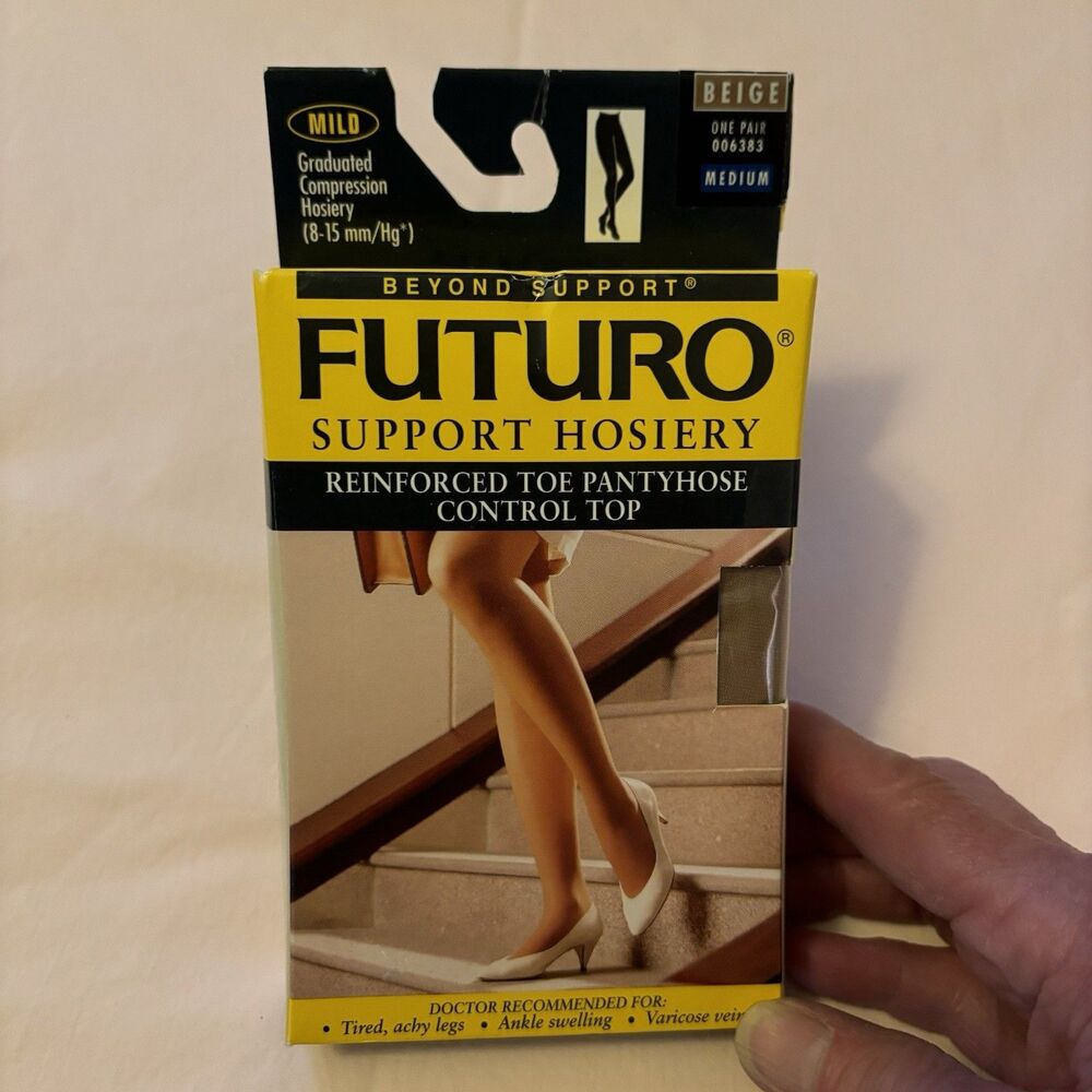Futuro Support Hose, New In Box, Mild Graduated Compression, Beige Med